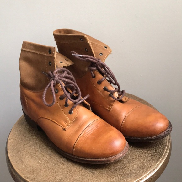 Frye Shoes - Frye tan leather suede Erin Lug Lace Up Work Boot